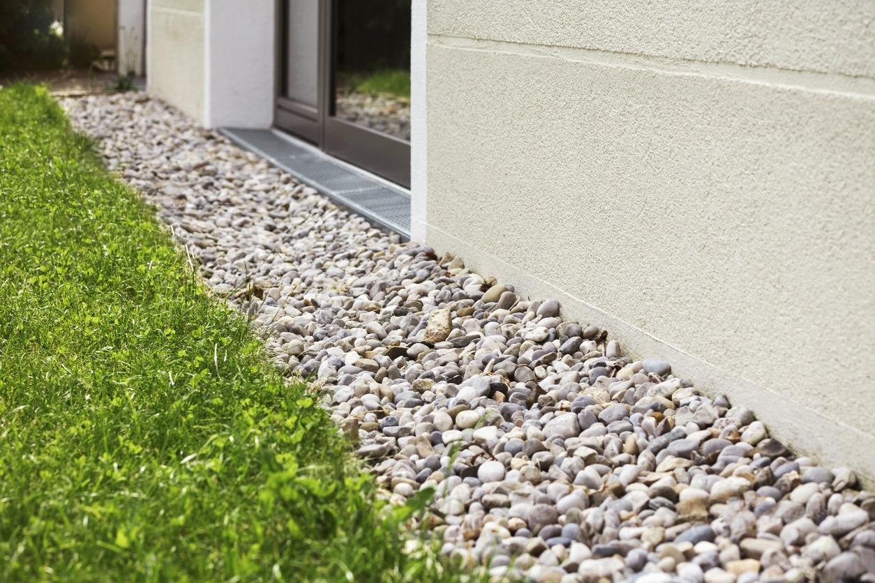 French Drain Gravel Floor along House